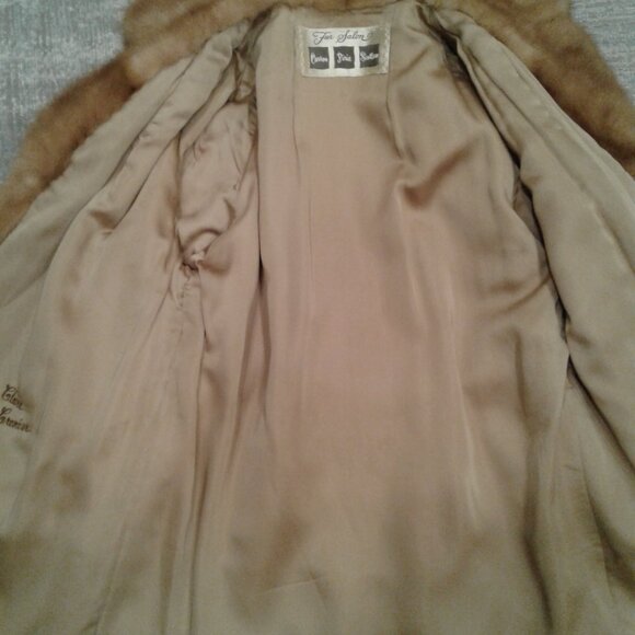 MINK COAT JACKET REAL GENUINE NATURAL BROWN TAN FUR M MEDIUM L LARGE MID-LENGTH - Picture 14 of 15